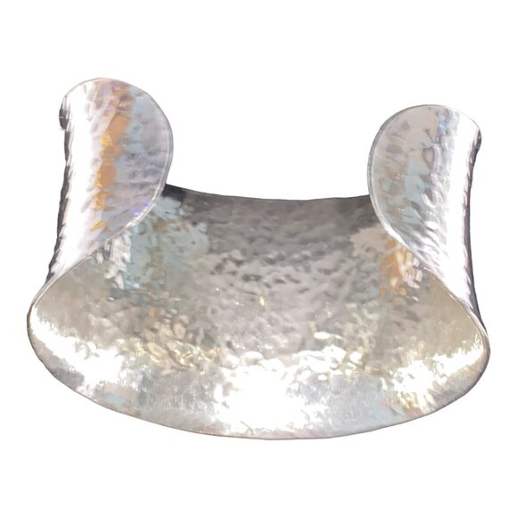 Cuff Bracelet Hammered Finish Sterling Silver Tested Jewelry - Picture 5 of 6